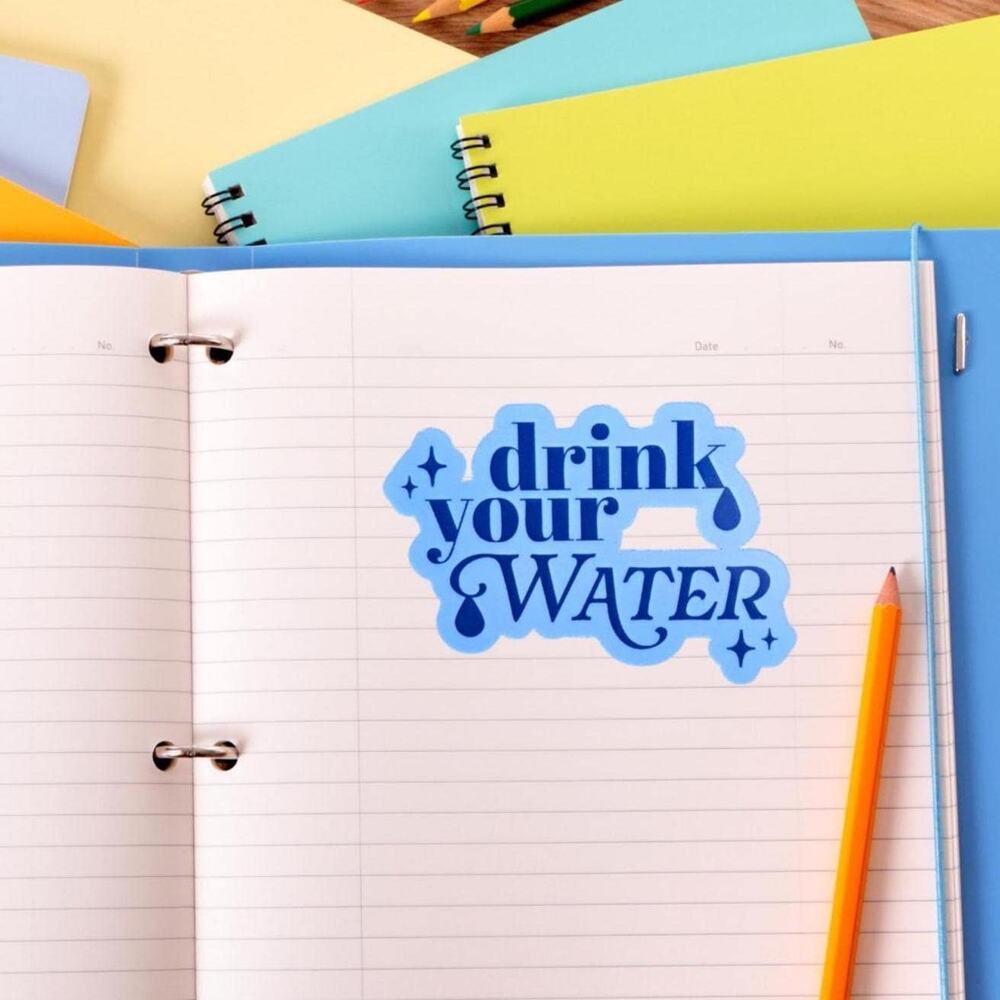 Drink Your Water Sticker Water Bottle, Hydration Reminder Self Care Vinyl Decal